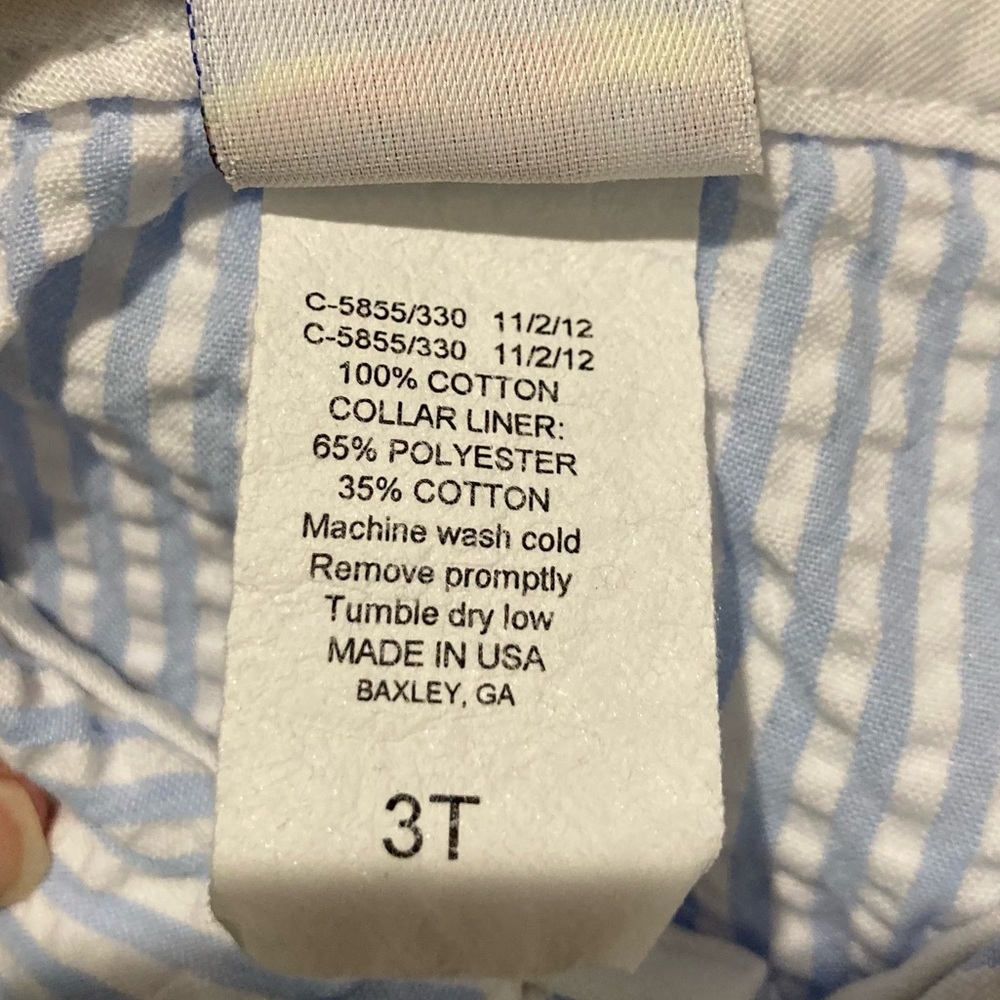 The Bailey Boys blue and white stripe seersucker two piece shorts set. 3T - Picture 4 of 5